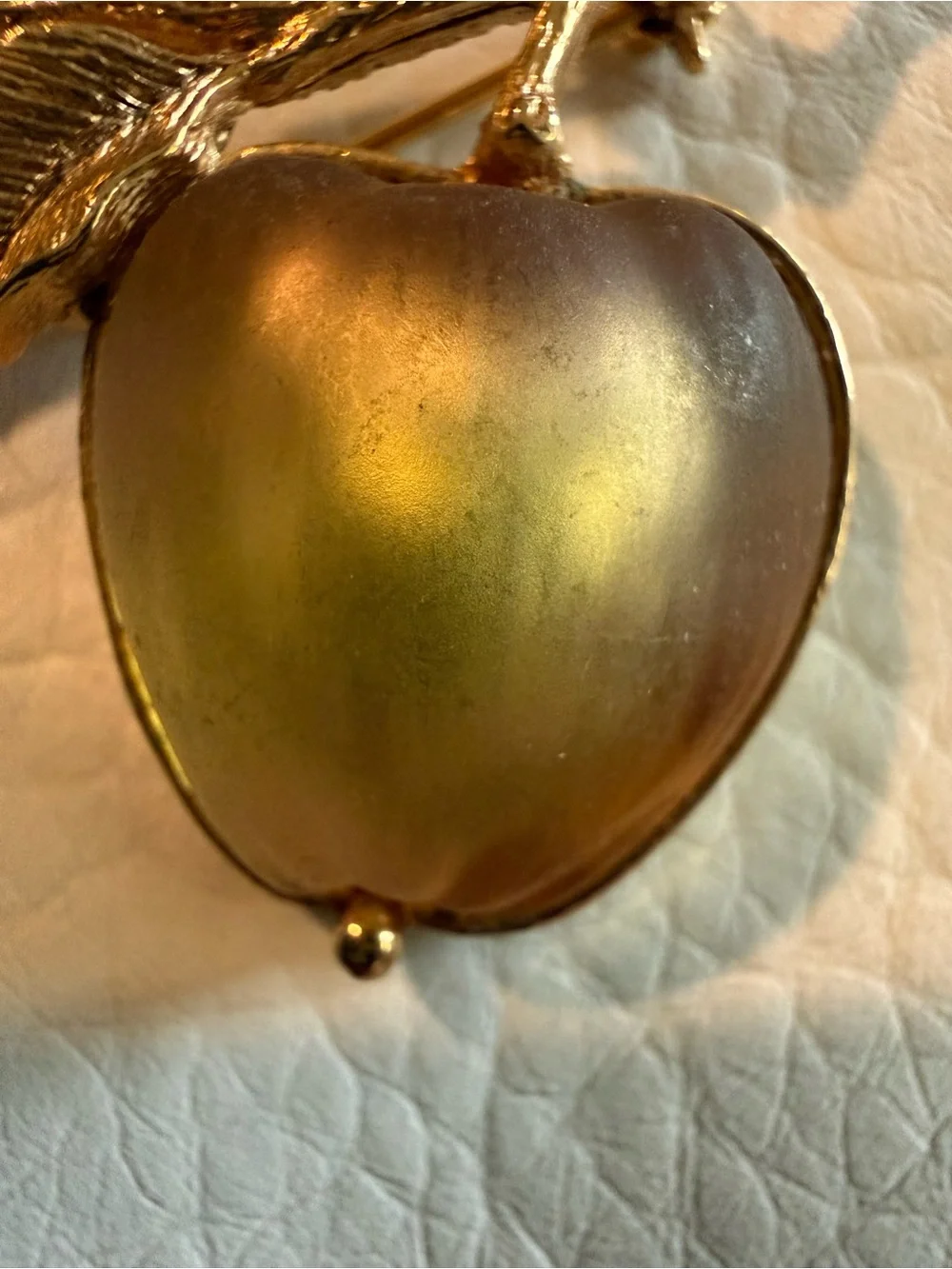 Vintage Sarah Coventry “Forbidden Fruit” Brooch Pin Frosted Lucite 1970s